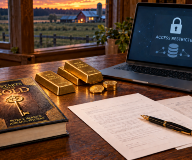 Authentic gold bars on a farm desk